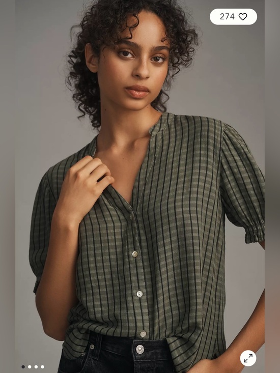 cloth & stone Tops - Cloth & Stone Puff-Sleeve Linen Buttondown Top
